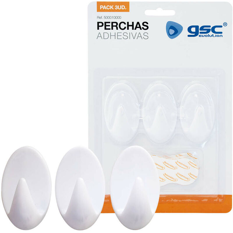 Pack de 3 Perchas adhesivas Blancas