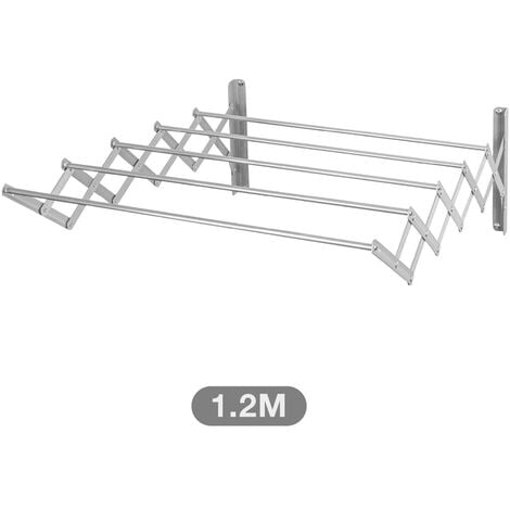 Tendedero 5 barras extensible para pared de aluminio, 7 metros de tendido