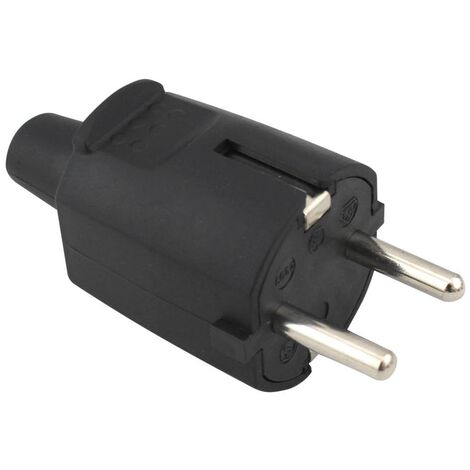 Clavija bipolar entrada cable recta 4.8mm Negro