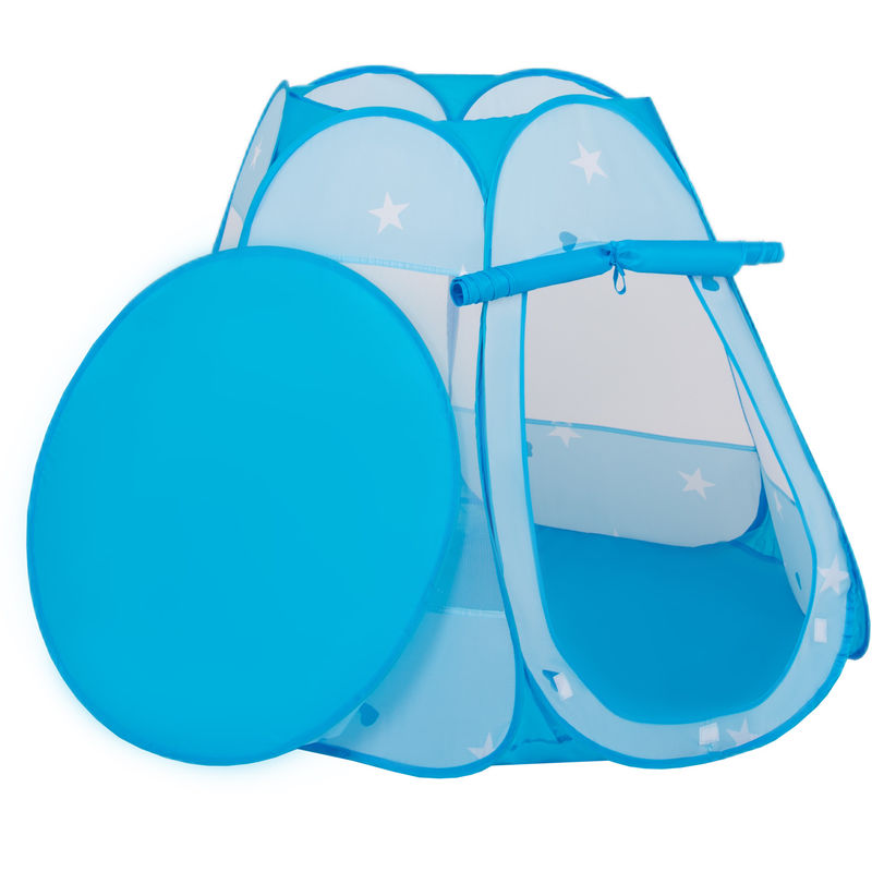 parc bébé hexagonal pliable avec balles plastiques, Bleu: Turquoise/ Bleu/  Jaune/ Transparent