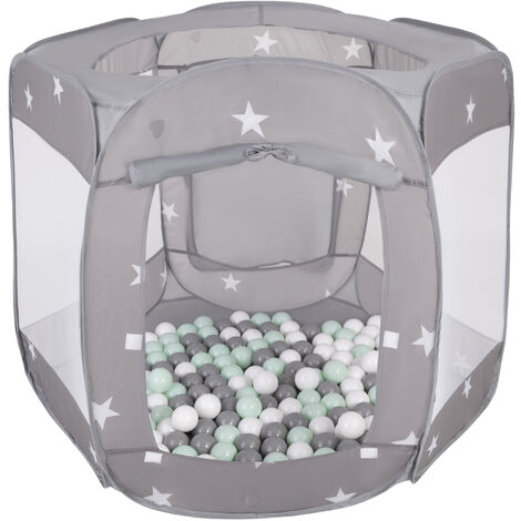 Selonis Parc Bebe Pliable Tente 1x100x85cm Avec 100 Balles 6cm Pour Enfants Gris Blanc Gris Methe Gris Blanc Gris Methe