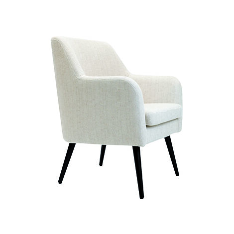 Fauteuil Cosy En Tissu Beige Effet Lin Structure En Bois Massif Pied En Hevea Peint En