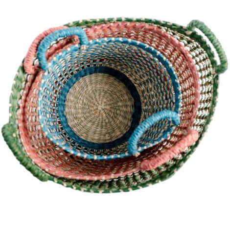 Lot de 3 paniers de rangement en métal noir et bois de pin