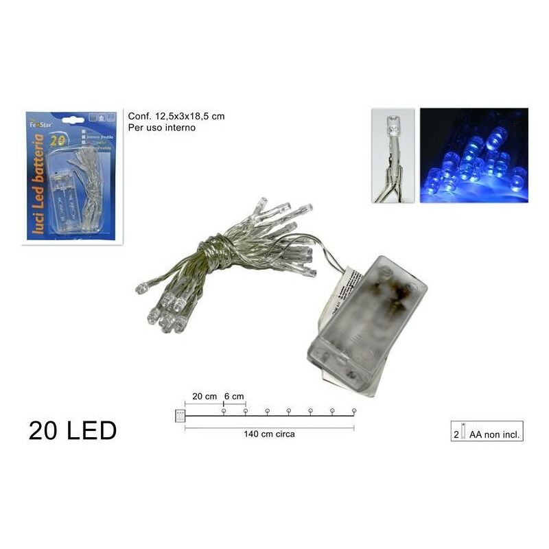 20 Luci a Led Colore Blu a Batteria DUESSE CHRISTMAS - size 1 pz