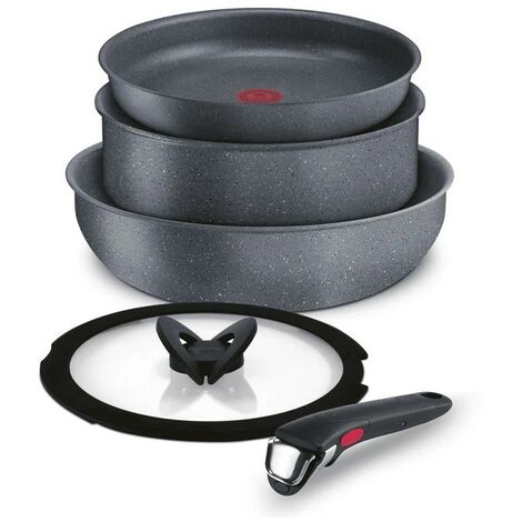 Lagostina Ingenio Mineralis , Set padelle, Antiaderente, Manico rimovibile, Induzione e gas, 5 pz.
