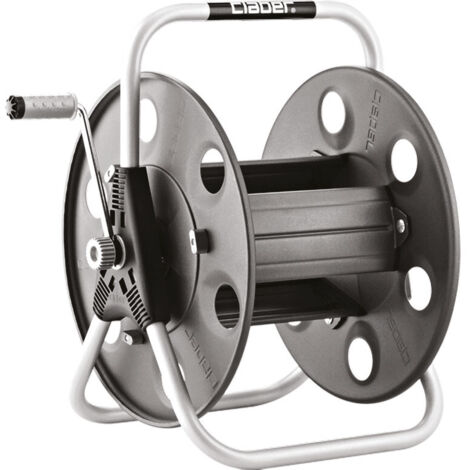Claber Metal 40, avvolgitubo manuale da giardino in metallo, portatile installabile a parete