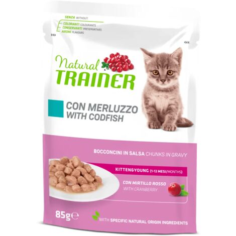 Umido Gatto Busta 85 gr Kitten Merluzzo Natural Trainer