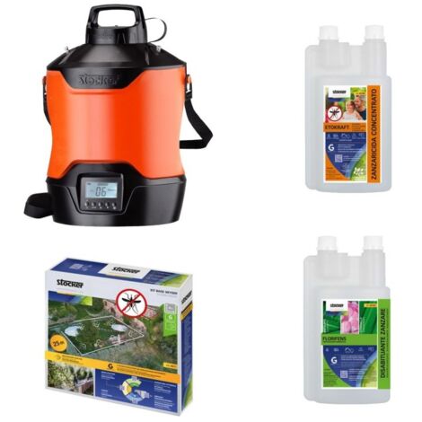 Kit Nebulizzatore Geyser 12L + Tubo da 25mt + Disabituante zanzare Florifens 1lt e Zanzaricida Etokraft Stocker