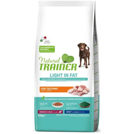 Cibo Per Cani Natural Trainer Ideal Weight - Light Con Tacchino 12kg Per Taglia Media E Maxi