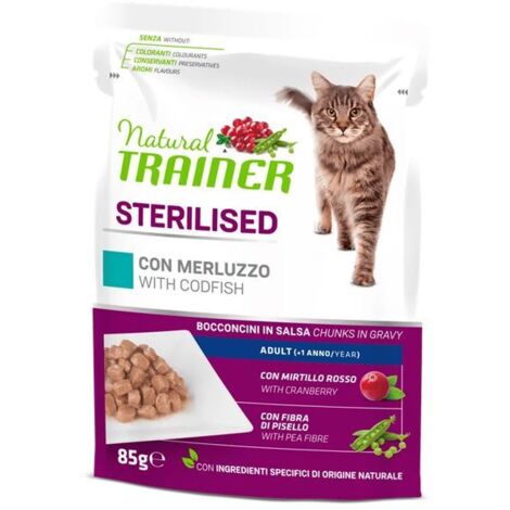 Natural Trainer Gatto Busta 85gr Sterilised Merluzzo