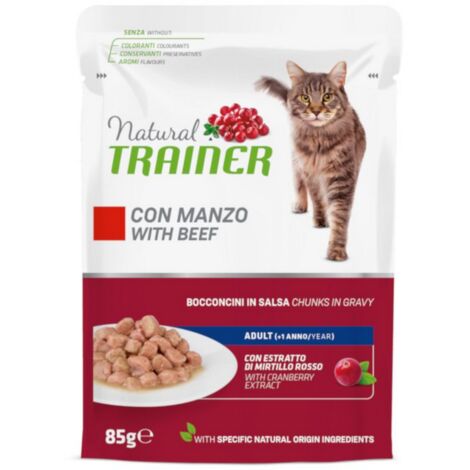 Gatto Busta 85gr Adult Manzo Natural Trainer