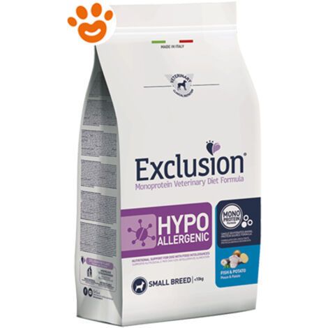 Exclusion Cane Hypoallergenic Small Breed 2 kg Pesce e Patate