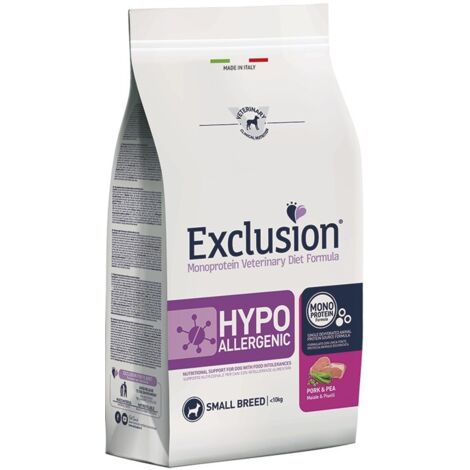 Exclusion Dog Hypoallergenic Adult Small Breed Maiale e Piselli  - Exclusion Dog Hypoallergenic Adult Small Breed Maiale e Piselli - Sacco Da 2 Kg