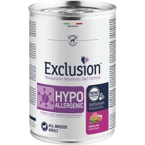 Exclusion Cane con Intolleranze, Maiale e Piselli 400 Gr