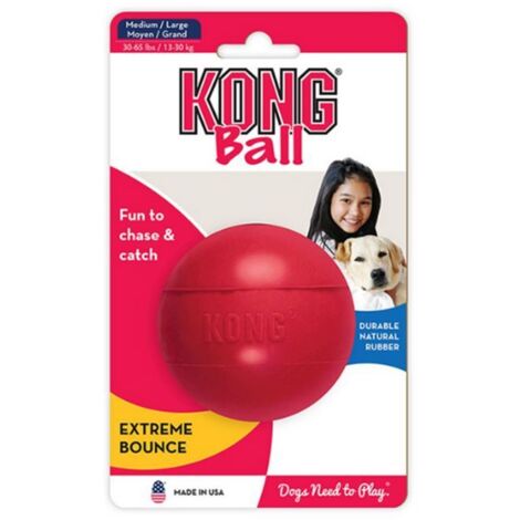 KONG Palla Con Foro In Gomma, Giocattolo Per Cani Di Taglia Medio/Grande, Taglia M/L, 7,5 Cm