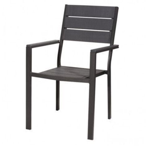 SEDIA DA GIARDINO GRIGIA EFFETTO LEGNO CON BRACCIOLI TENERIFE 62 X 55 X 88H CM