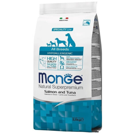 Monge Dog Natural Superpremium Adult Hypoallergenic All Breeds Salmone e Tonno - Monge Dog Natural Superpremium Adult Hypoallergenic All Breeds Salmone e Tonno - Sacco Da 2,5 Kg