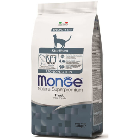 Croccantini Gatto - Trota Sterilised Monoprotein Monge - size 400 gr