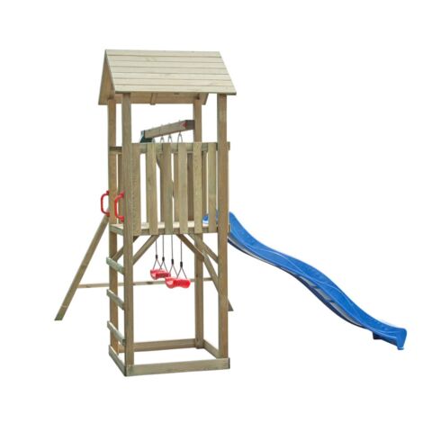 GIOSTRA PER BAMBINI IN LEGNO DA GIARDINO CON ALTALENE E SCIVOLI TORRE SINGOLA (1/5)