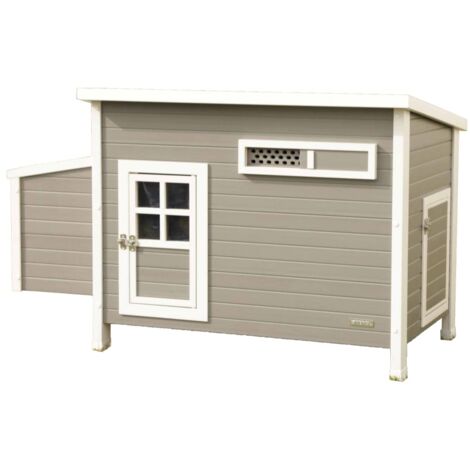 Pollaio ECO Barney in Plastica 137x73x83 cm Grigio e Bianco Kerbl