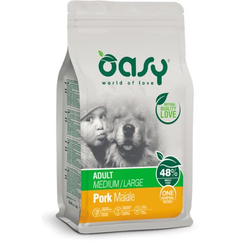 Cane - One Protein Adult Medium/Large Maiale 2,5 - 12 kg Oasy - size 12 Kg