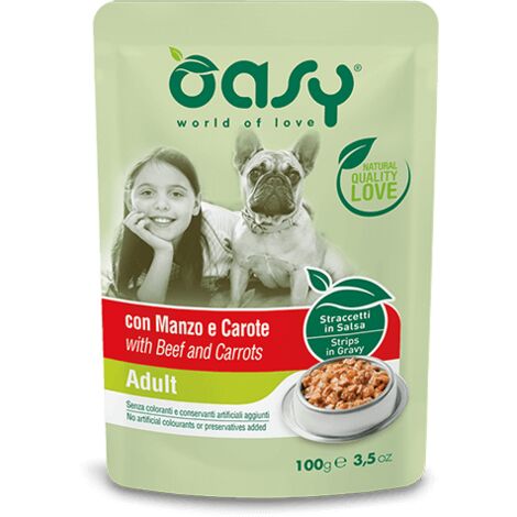 OASY Wet Dog Straccetti Adult Manzo e Carote 100gr