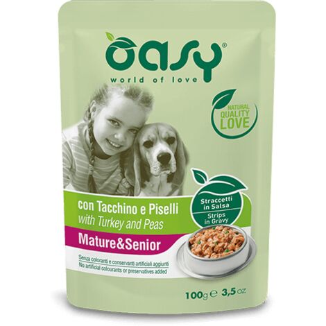 OASY Wet Dog Straccetti Mature e Senio Tacchino e Piselli 100gr