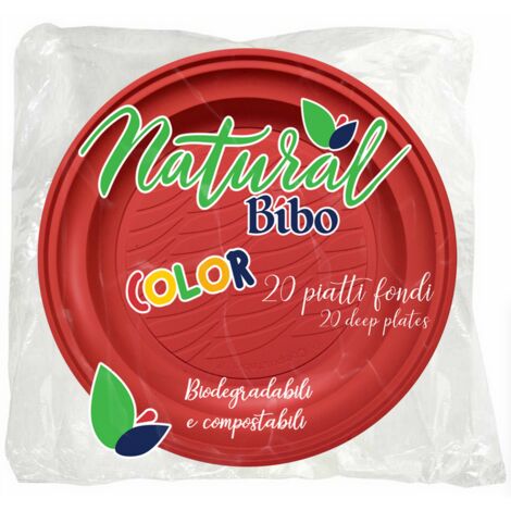 Piatti Natur Rosso 20pz BIBO - size Piatto fondo