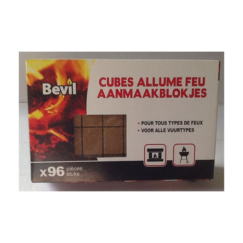 Cubes allume feu - Sans odeur - Barbecue - Cheminées - 96 cubes - Harris