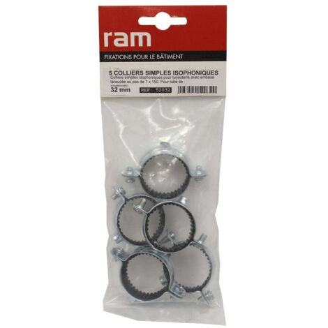 RAM - Collier métallique simple isophonique Ø32mm 5 pcs - 52032 (1/2)