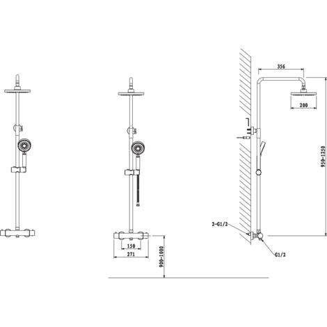 Colonne de douche thermostatique, OZE by OTTOFOND