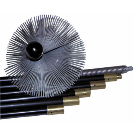 Kit de ramonage hérisson acier 200 mm – Hérisson en acier trempé – 2 cannes 1m et 5 cannes 1,5m pour nettoyage cheminée (1/2)