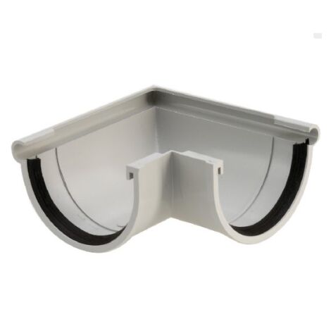 Girpi – Coude extérieur gouttière PVC gris 16mm – Résistance UV et chocs – Pour systèmes demi-ronds – Joints inclus