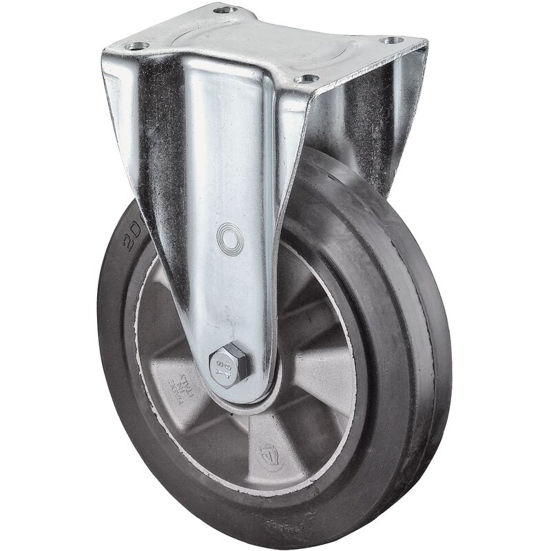 Roulette fixe à platine roue caoutchouc noire ø100 charge 80kg -  Fournitures Industrielles