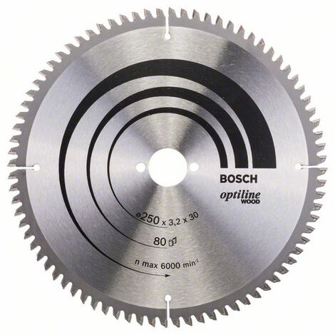 Bosch – Lame de scie circulaire pour bois dur 250 mm – 80 dents carbure – Largeur de coupe 3,2 mm – Alésage 30 mm – 2608640645 - WOOD 250 X