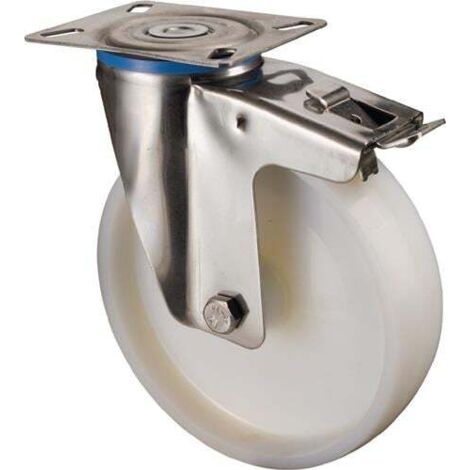 Roulette de renvoi  Ø de la roue 50 mm Capacité de charge 55 avec blocage total plastique Longueur du plateau60xl60 mm (1/4)