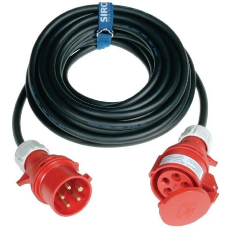 Rallonge CEE  avec inverseur de phase 16 A 400 V 25 m H07RN-F 5 x 2,5 mm² noir IP44