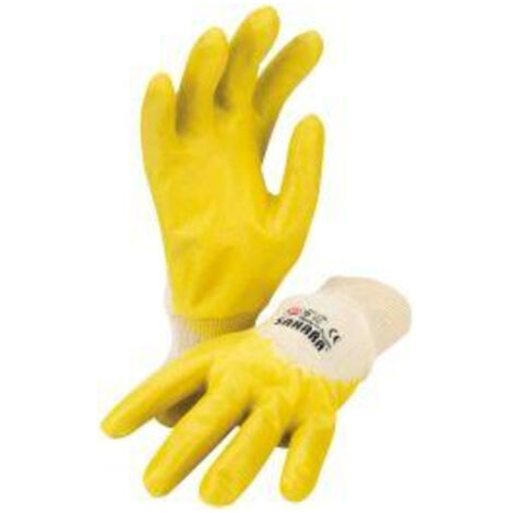 Gant Sahara 100 Taille 8 jaune tricot de coton avec nitrile EN 388 (1/5)