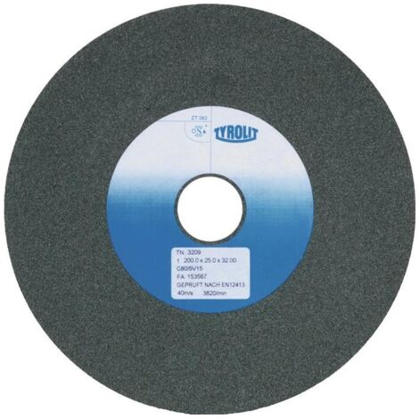 TYROLIT Meule pour touret Ø 200 x L 25 x 32 mm grain 80 carbure de silicium - 3210