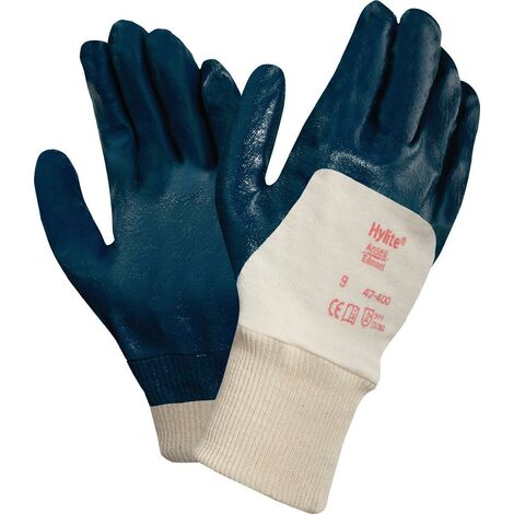 Gant ActivArmr 47-400 Taille 9 blanc/bleu doublure tricot avec 3/4 nitrile EN 388 (1/3)