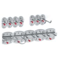 Assortiment de porte-outils 12 pcs.revêtement plastique Adapté à panneaux perforés 9 crochets divers / 3 crochets doubles