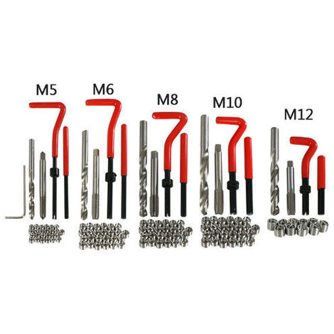 Kit réparation filetage M5, M6, M8, M10, M12 - 131 pièces