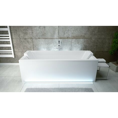 Azura Home Design – Baignoire QUADRO 190 x 90 cm – Acrylique blanc renforcé – Capacité 203 L – Installation simple avec tablier et panneau réversible