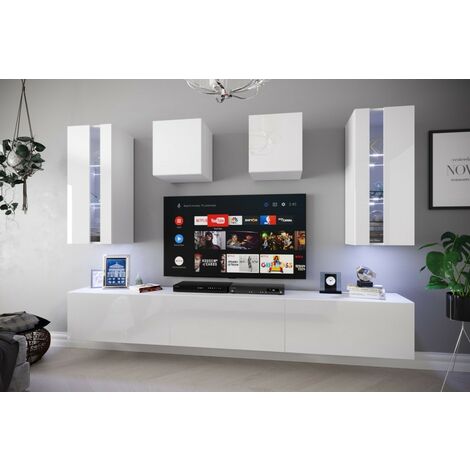 Ensemble meuble TV NEXT 291 AN291-17W-HG21-1B blanc brillant 273 cm (1/2)