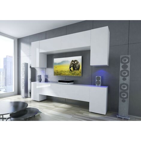 Ensemble meuble TV NEXT 33 AN33-17W-HG22-1A blanc brillant 240 cm (1/2)