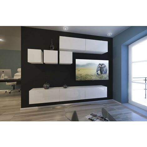 Ensemble meuble TV NEXT 273 AN273-17W-HG21-1A blanc brillant 249 cm (1/2)