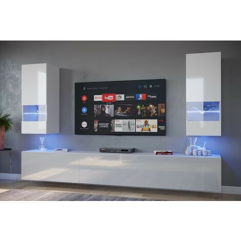 Ensemble meuble TV NEXT 21 AN21-18W-HG2-1B blanc brillant 249 cm