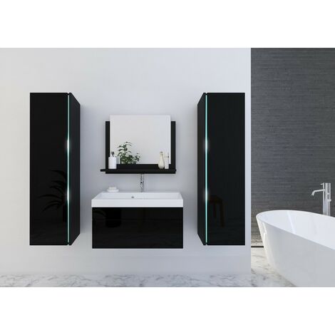 Ensemble meuble de salle de bain et vasque DREAM II 80 CM noir (1/5)