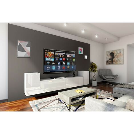 Ensemble meuble TV CONCEPT 33-33-HG-W-2-1B blanc brillant 256 cm (1/2)
