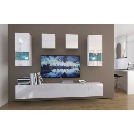 Ensemble meuble TV NEXT 279 AN279-17W-HG21-1A blanc brillant 249 cm (1/2)